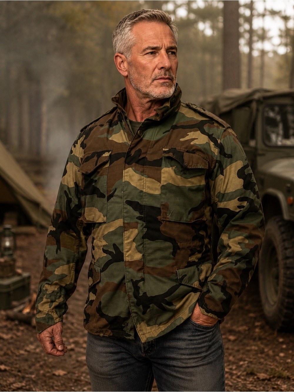New Alpha Industries Green Camouflage Military Jacket